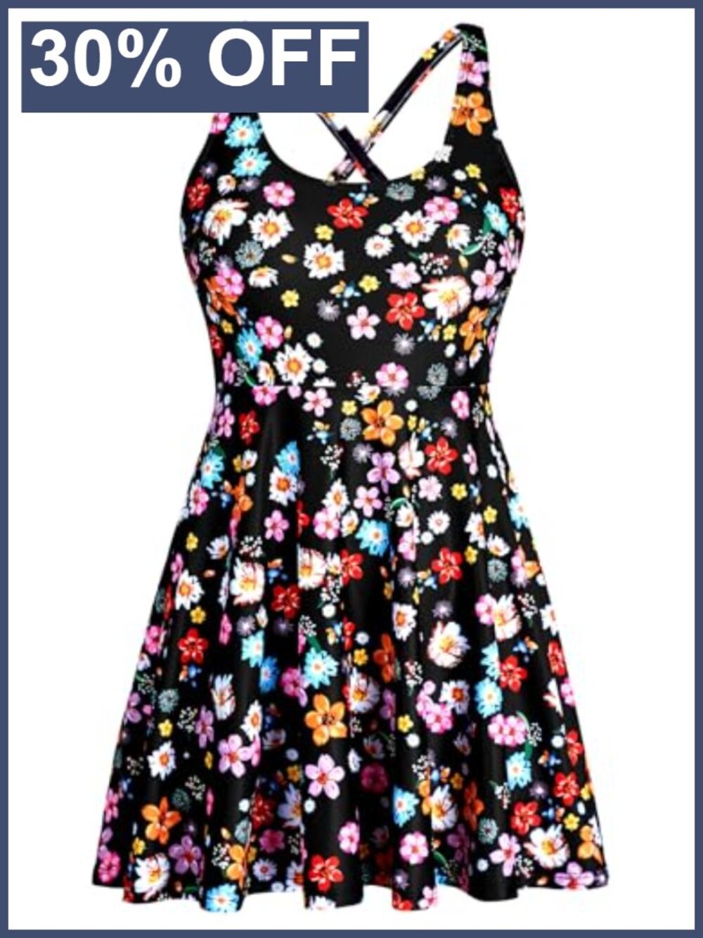 One Piece Swimsuit Tummy Control Swim Dress with Built-in Shorts